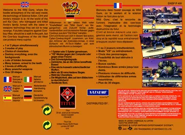 Wild Guns (Europe) box cover back